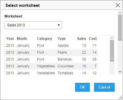 Select worksheet
