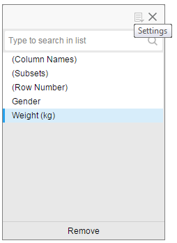 Column selector popover
